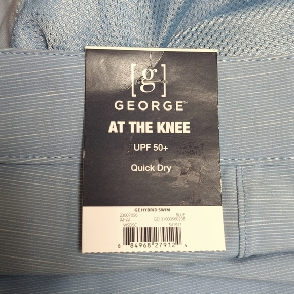george At The Knee Men's 9" Hybrid Swim Shorts Blue 2XL 44-46 New With Tags - Picture 6 of 6